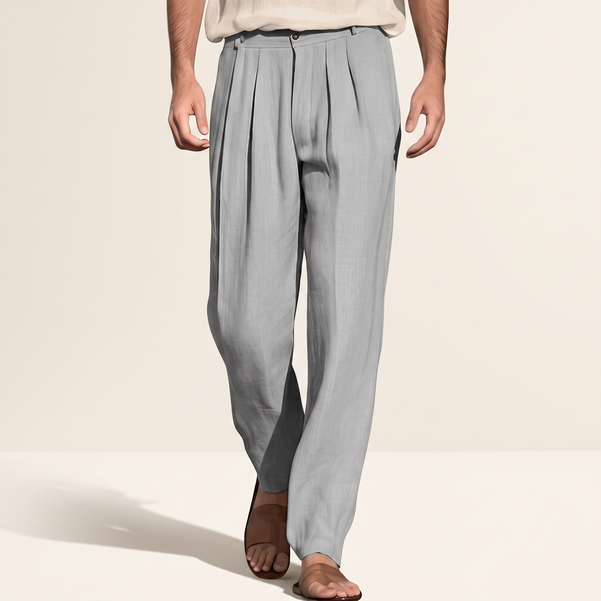 Randall - Pantalon large avec plis et style décontracté