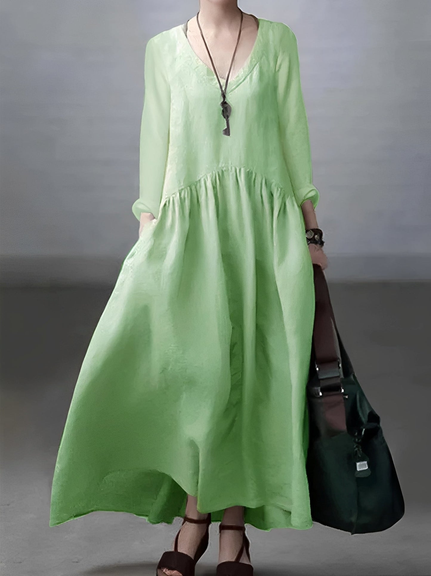 Lindy - Robe ample et détendue avec col V pour femmes