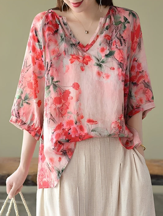 Nancy - Blouses larges et élégantes avec motifs pour femmes
