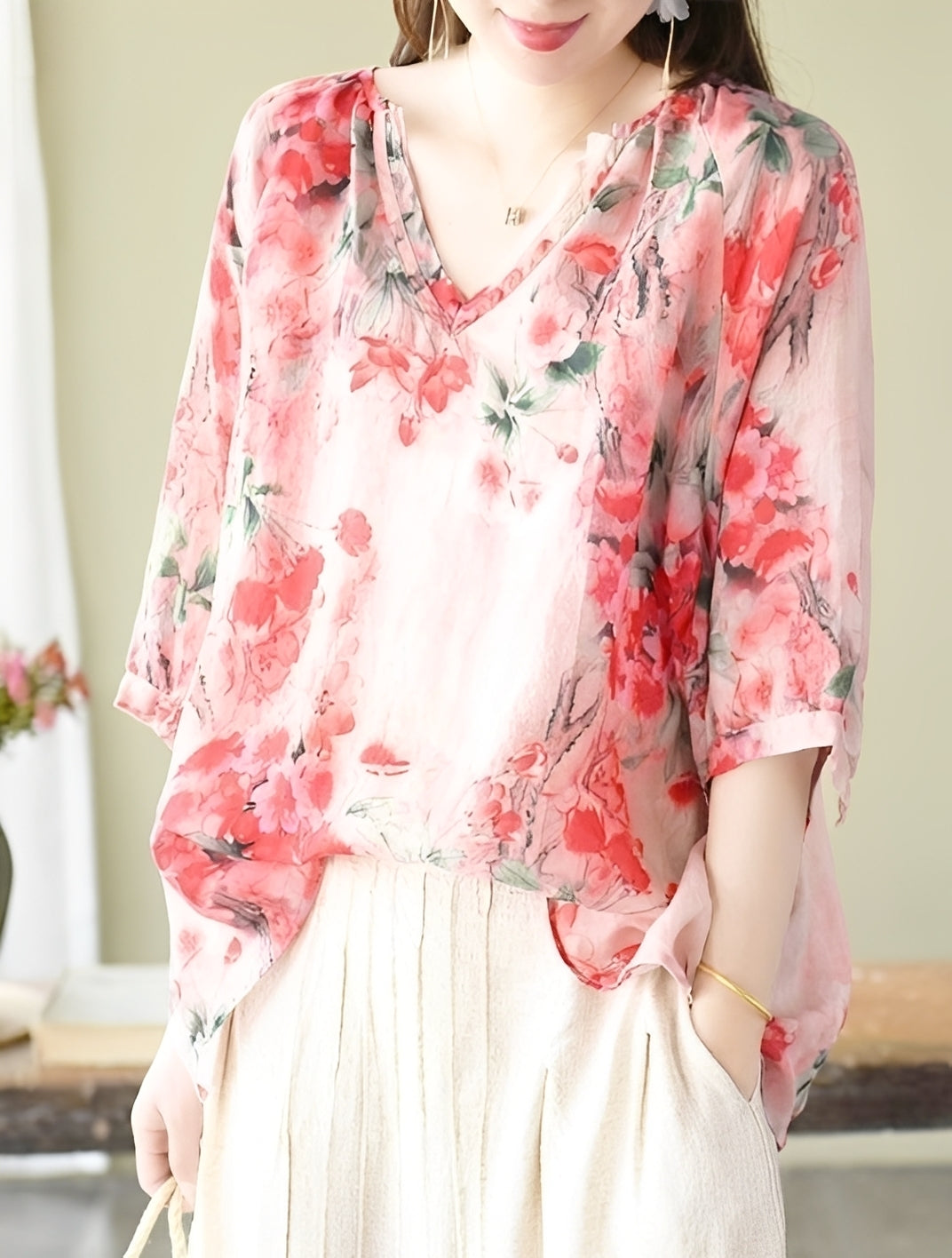 Nancy - Blouses larges et élégantes avec motifs pour femmes