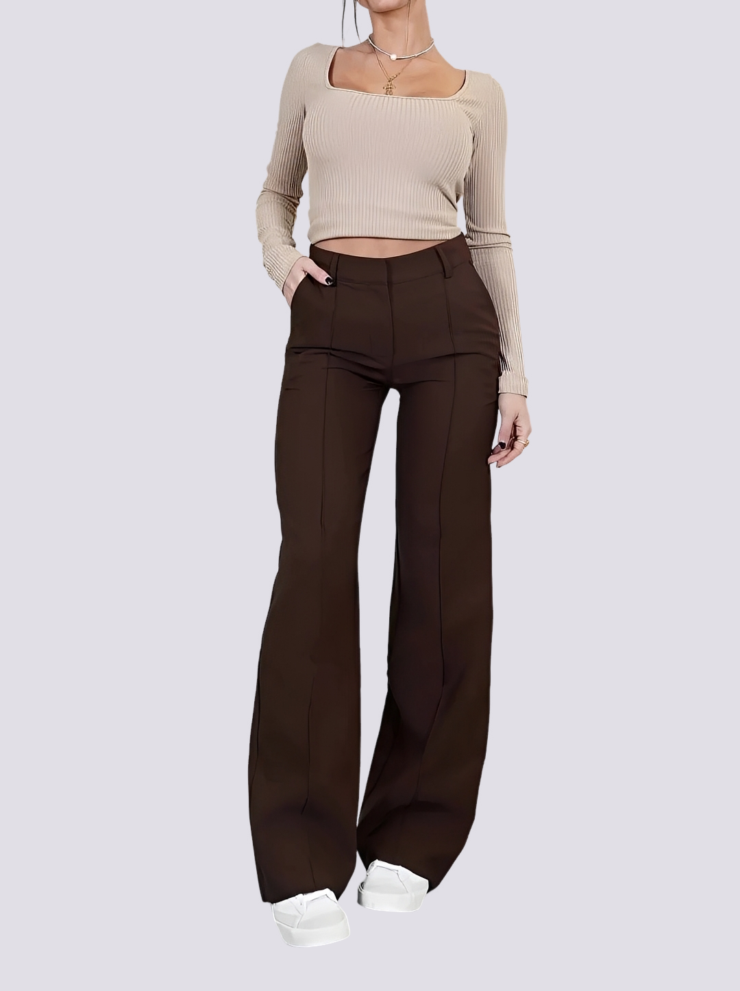 Amelie - Pantalon élégant à taille haute et coupe droite