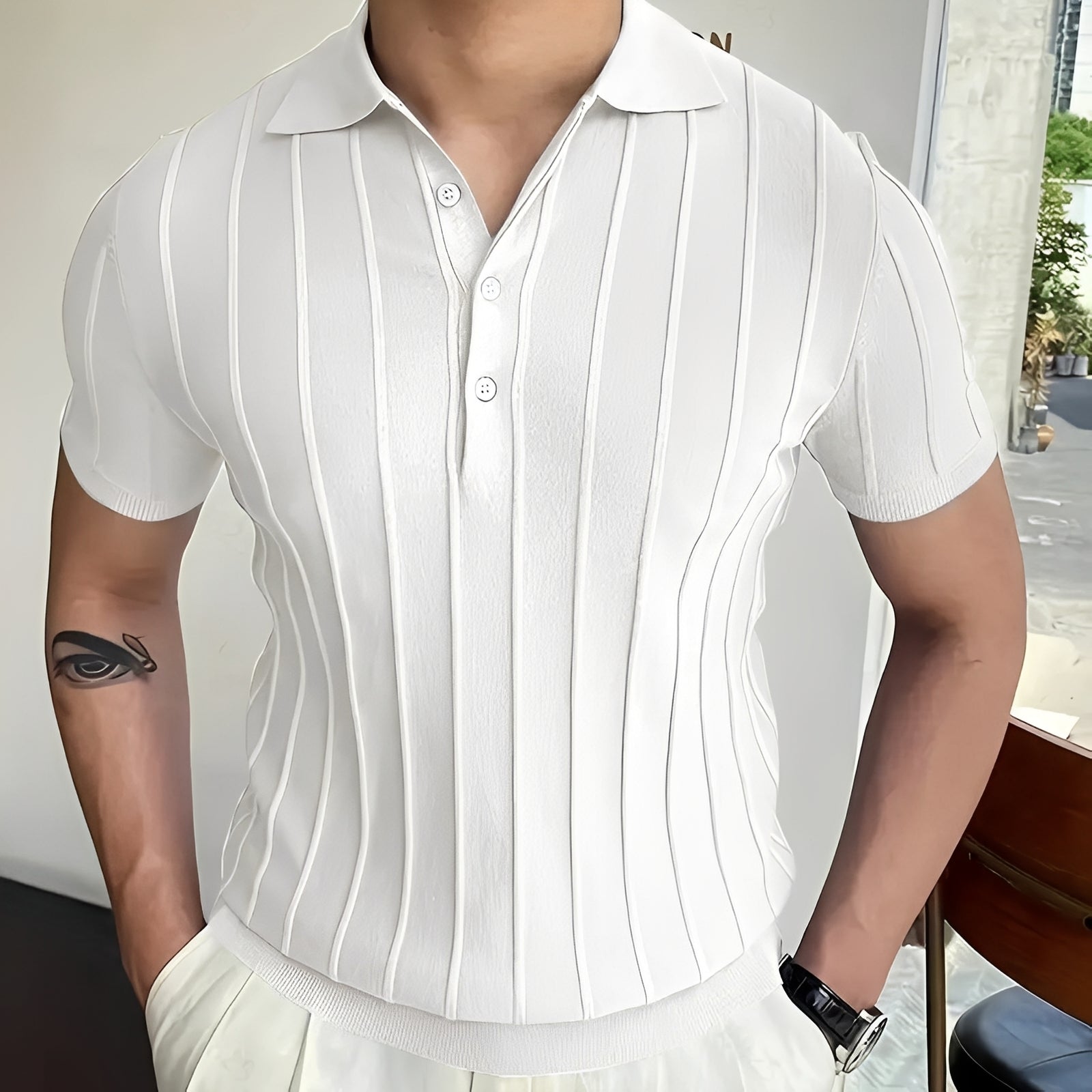 Joss - Chemise chic avec col à rayures pour hommes
