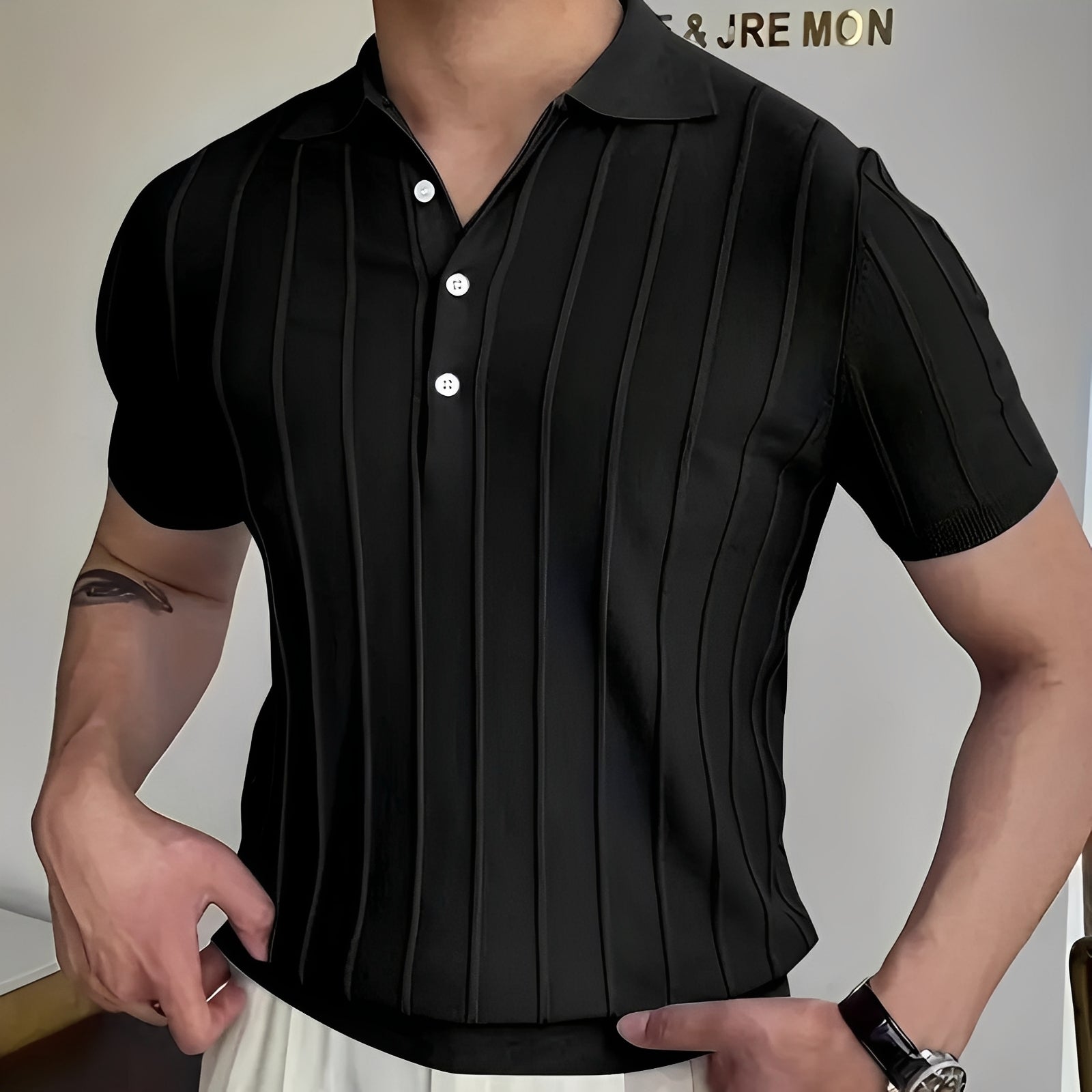 Joss - Chemise chic avec col à rayures pour hommes