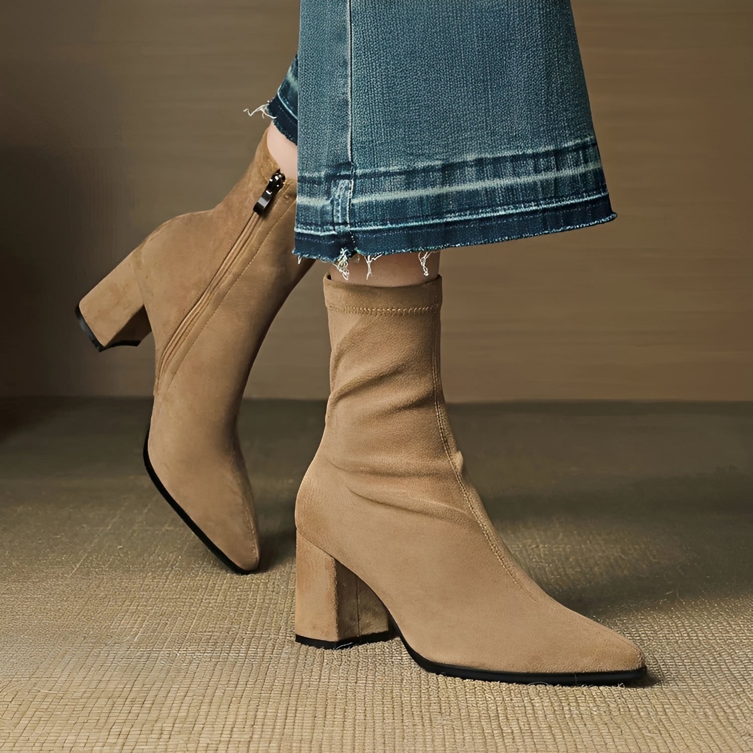 Mikayla - Bottes à Talons Confortables avec Fermeture Éclair