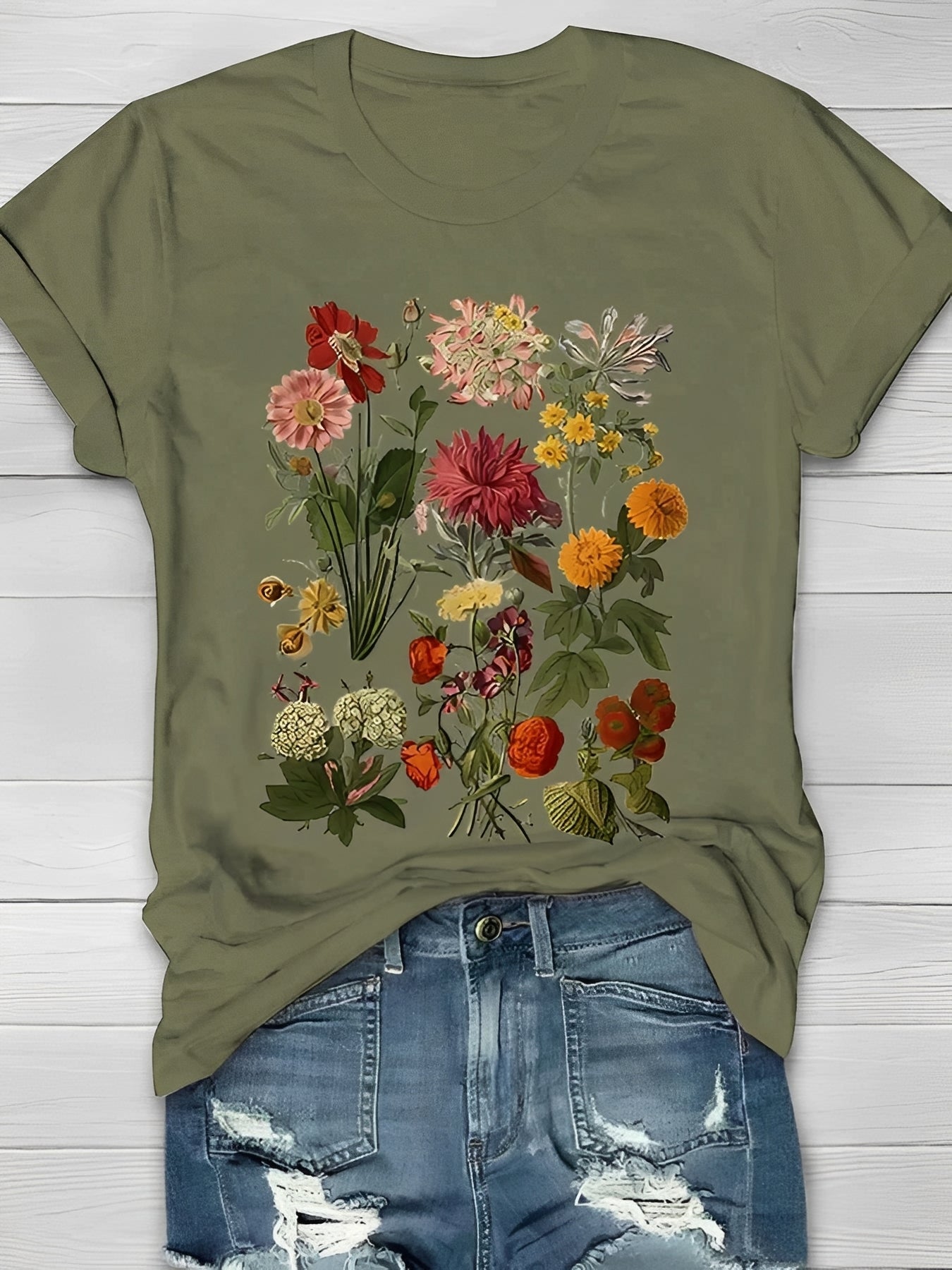 Annalise - T-shirt tendance avec motif floral pour femmes