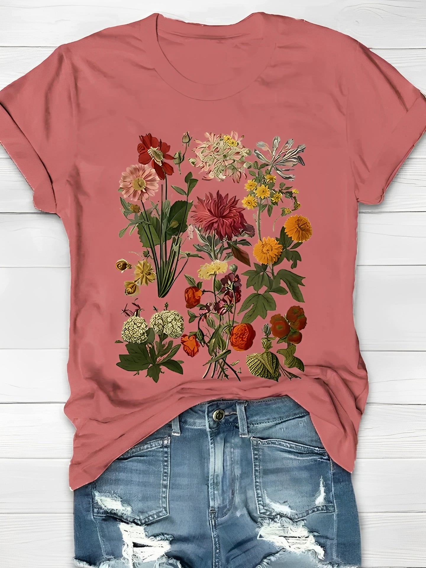 Annalise - T-shirt tendance avec motif floral pour femmes