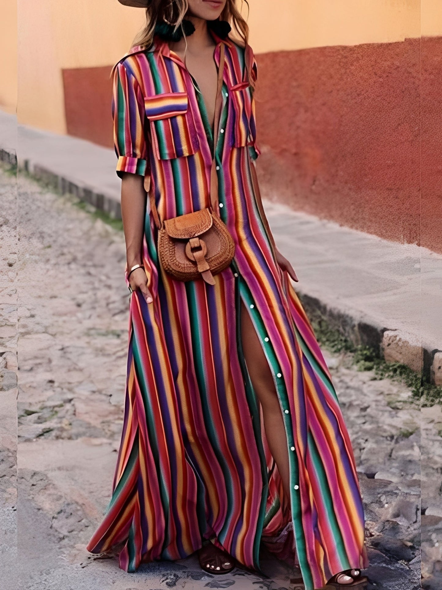 Samara - Robe longue élégante à rayures