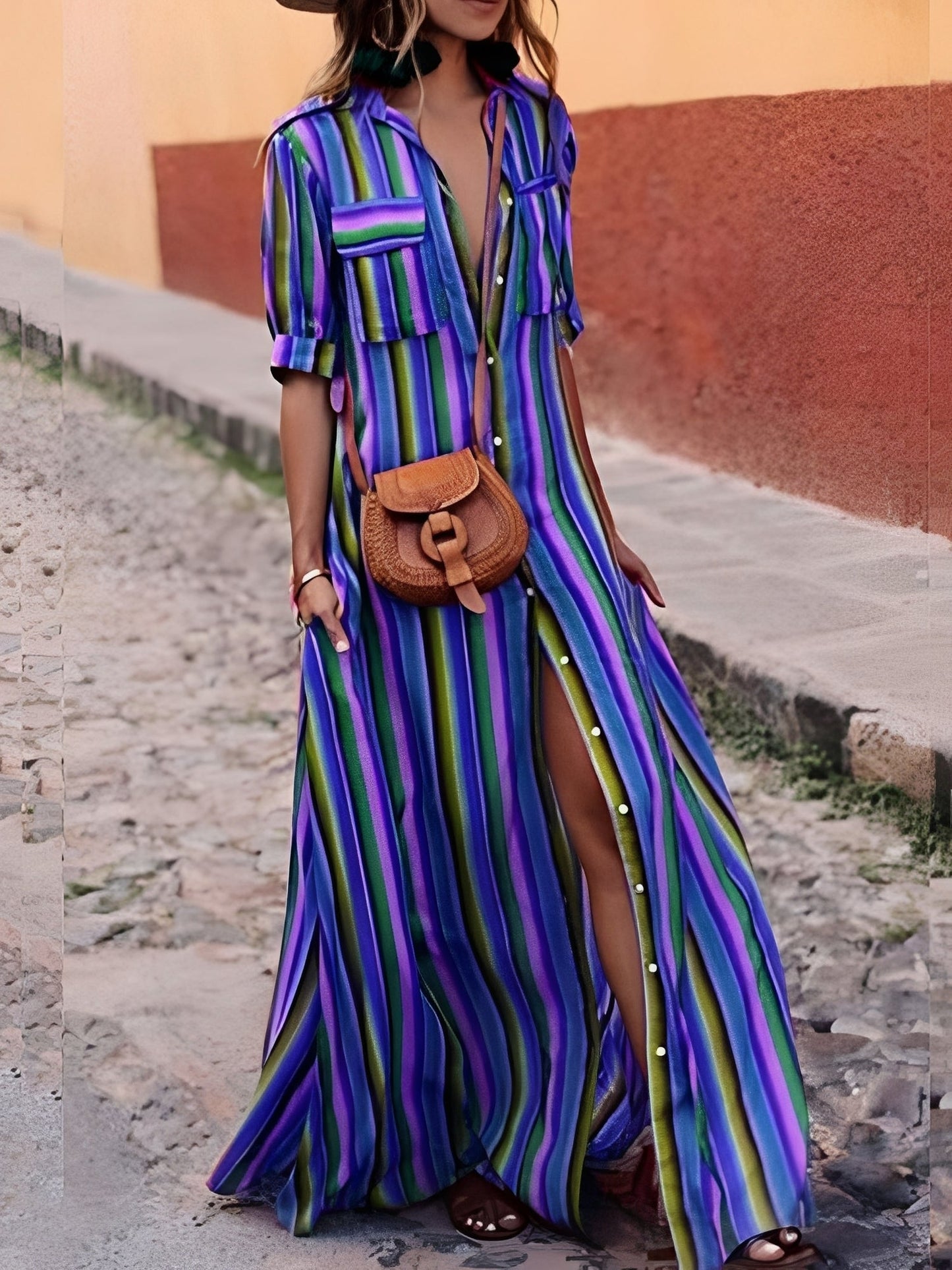 Samara - Robe longue élégante à rayures