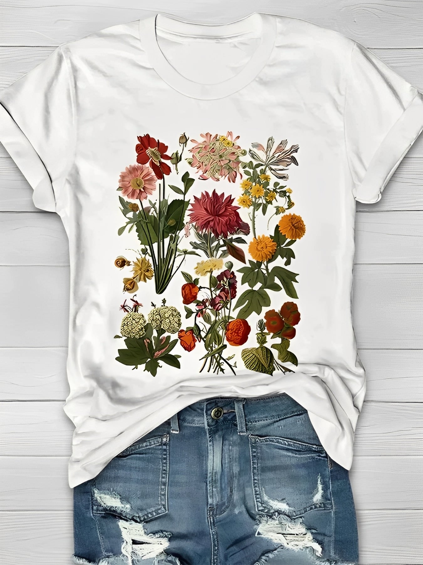 Annalise - T-shirt tendance avec motif floral pour femmes