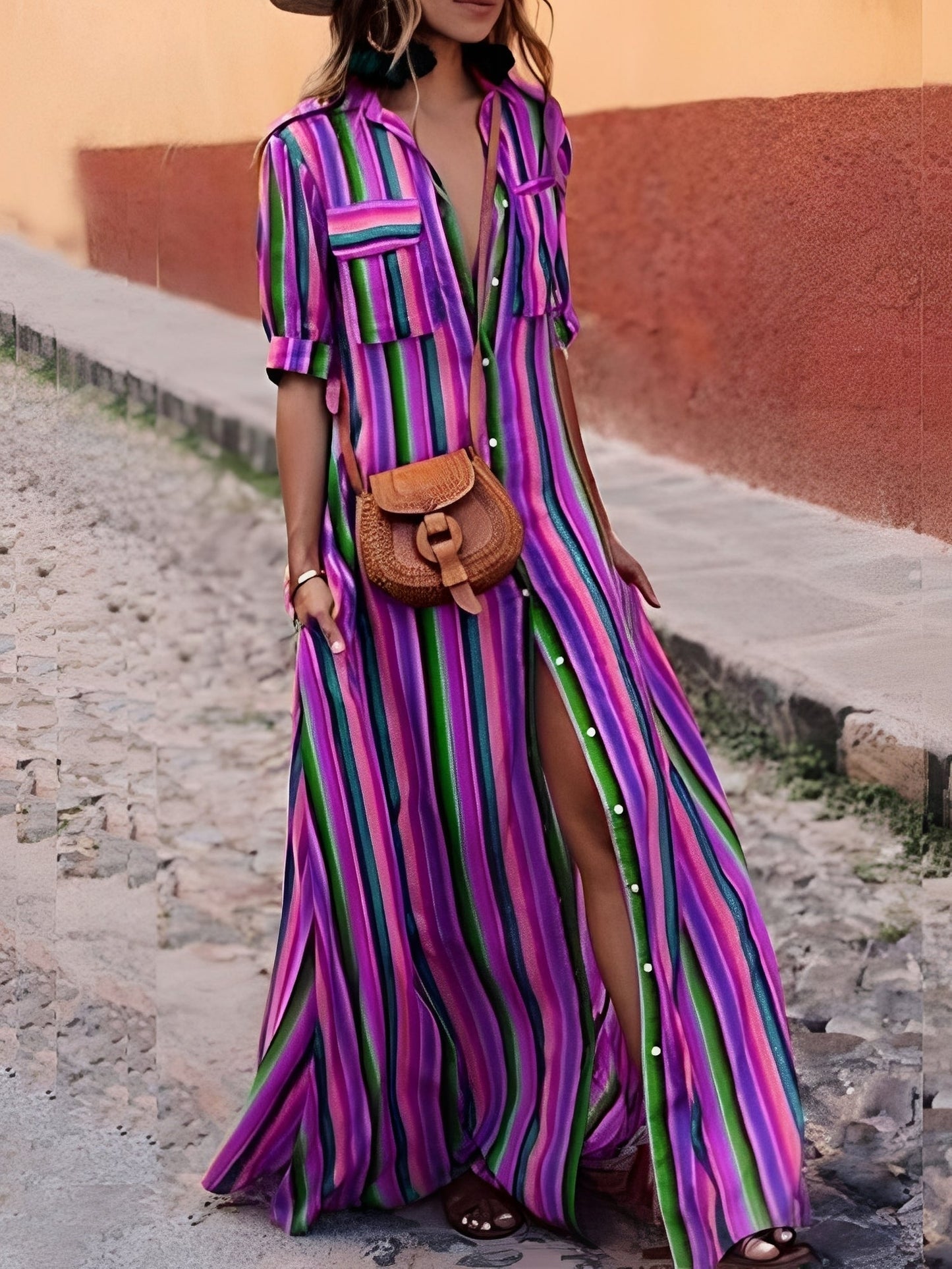 Samara - Robe longue élégante à rayures