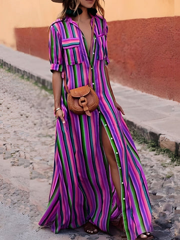 Samara - Robe longue élégante à rayures