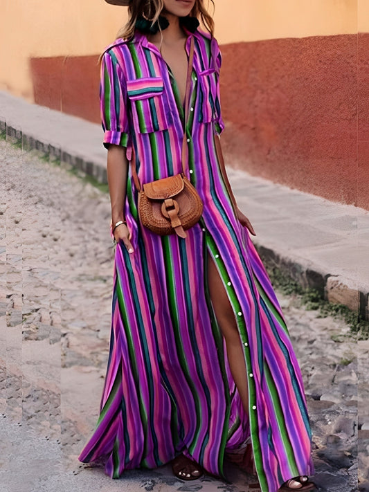 Samara - Robe longue élégante à rayures