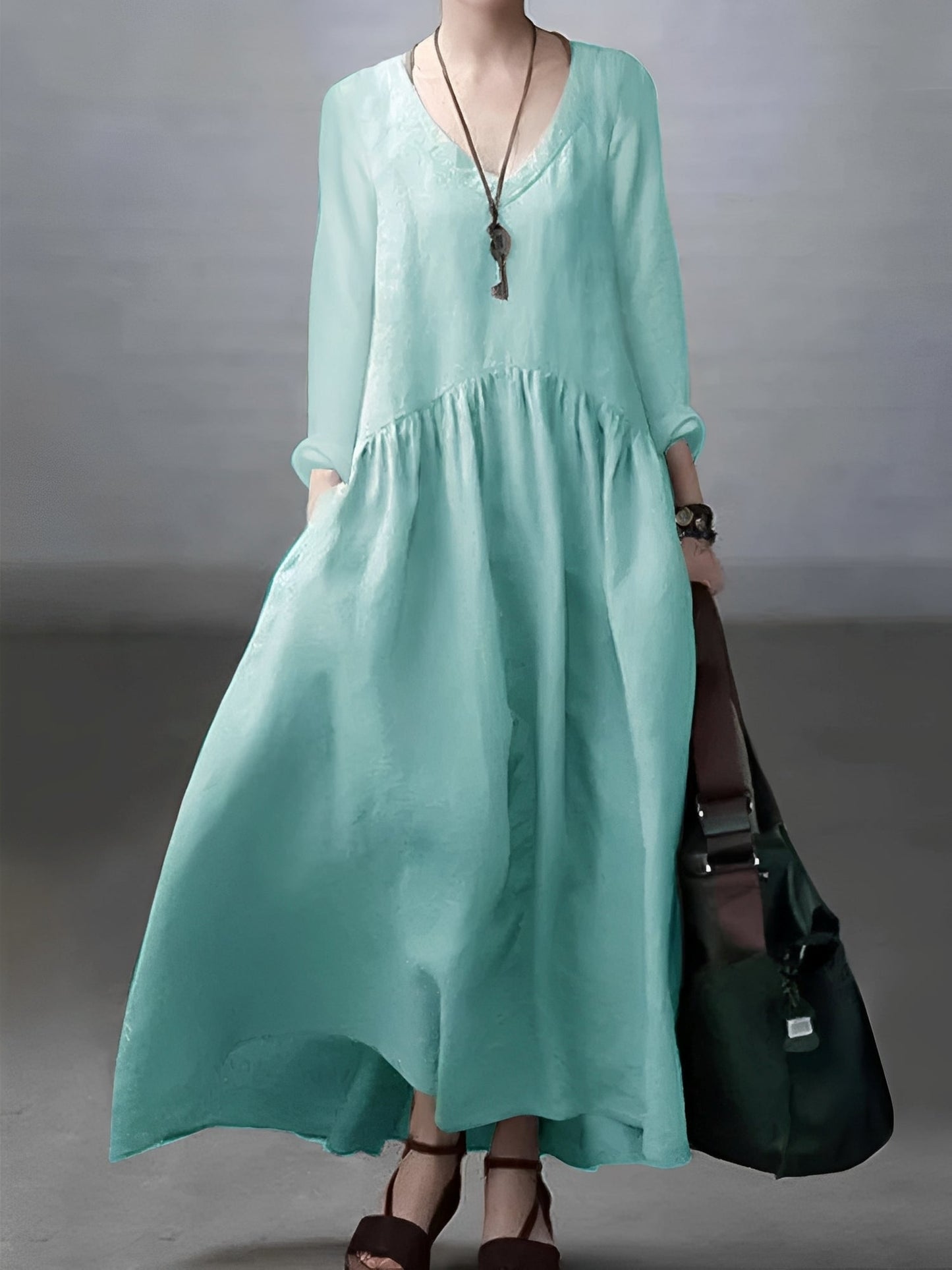 Lindy - Robe ample et détendue avec col V pour femmes