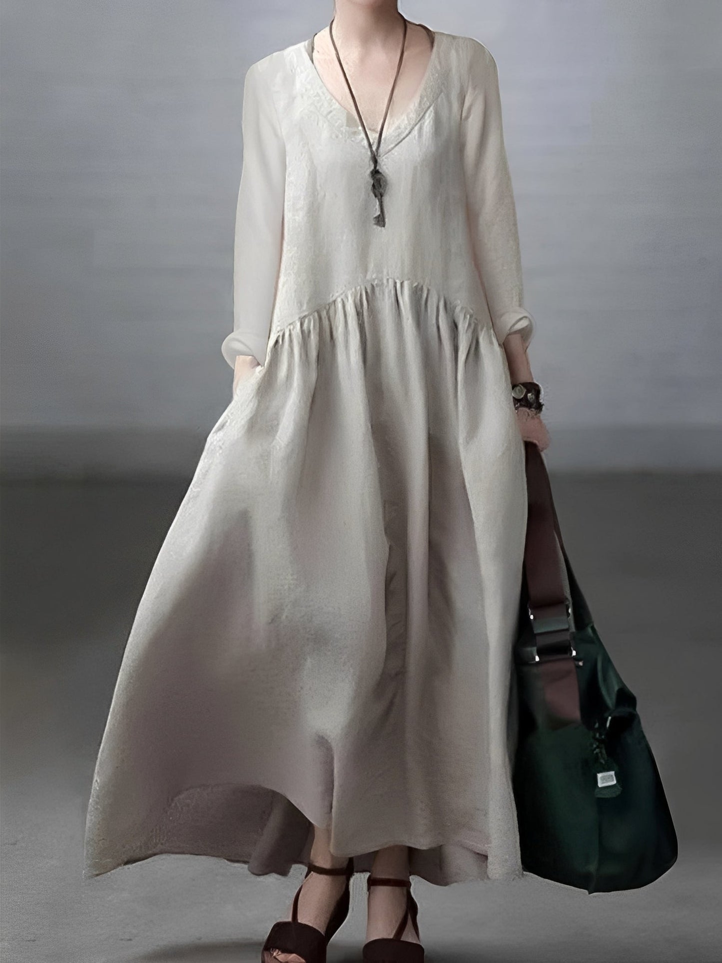 Lindy - Robe ample et détendue avec col V pour femmes